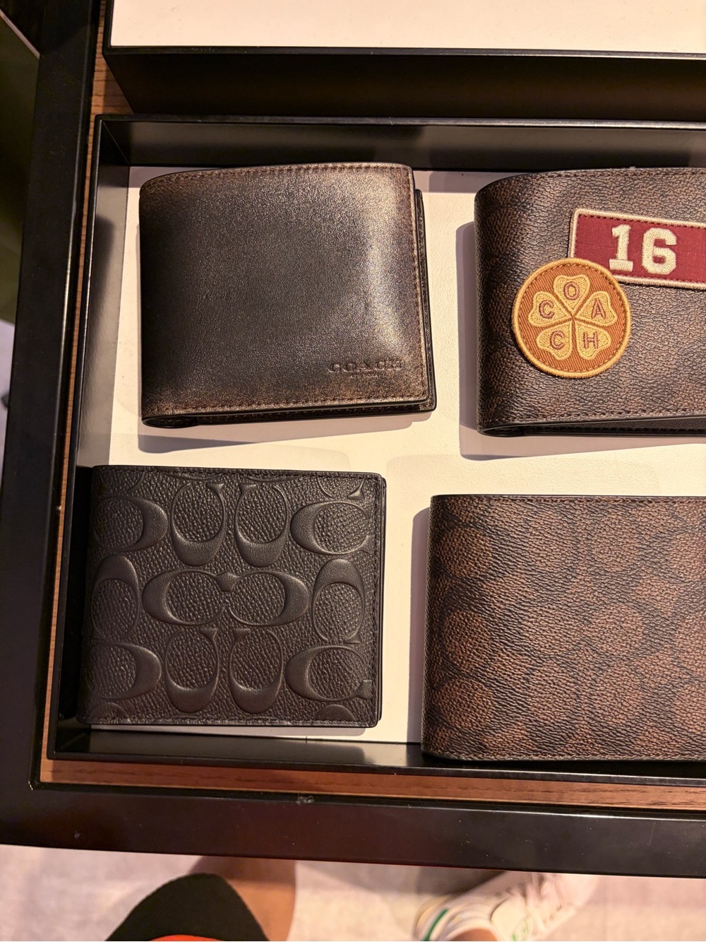 Coach Black Pebble leather tri- Fold Wallet ID case  multi card new with tag